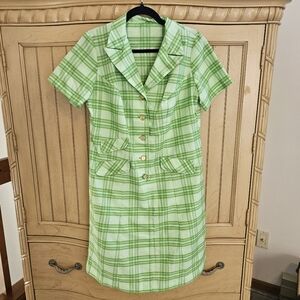 Green Plaid Women's Dress,  Vintage